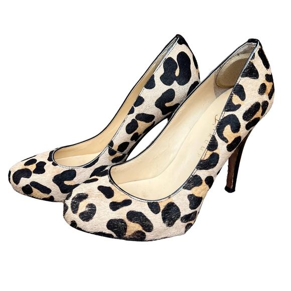 Ivanka Trump Janie Pump Heels Womens Size 6.5 Brown Leopard Fur Animal Print - Picture 1 of 9